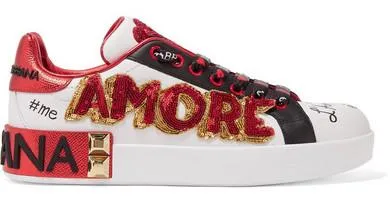 Amore Portofino Embellished Leather Sneakers