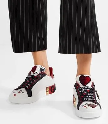 Amore Portofino Embellished Leather Sneakers