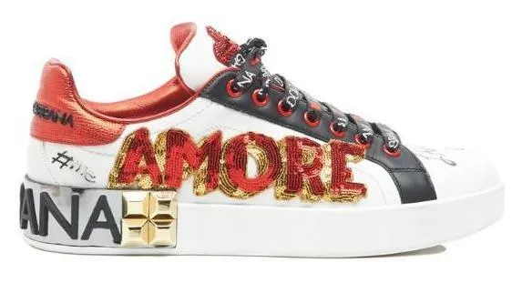 Amore Portofino Embellished Leather Sneakers