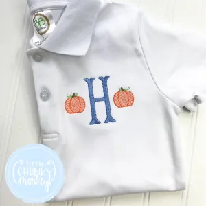 Boy Polo Shirt - Initial with Pumpkins