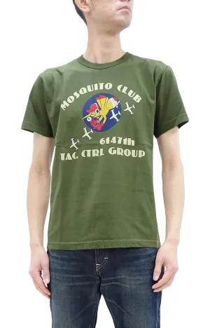 Buzz Rickson T-shirt Men's USAF Mosquitoes Military Graphic Short Sleeve Loopwheeled Tee BR79345 149 Olive
