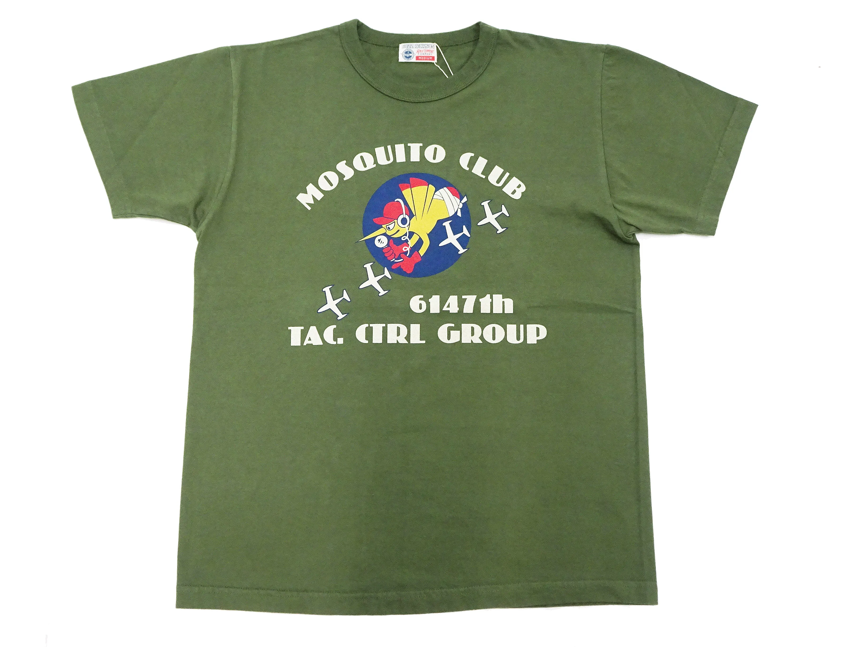 Buzz Rickson T-shirt Men's USAF Mosquitoes Military Graphic Short Sleeve Loopwheeled Tee BR79345 149 Olive