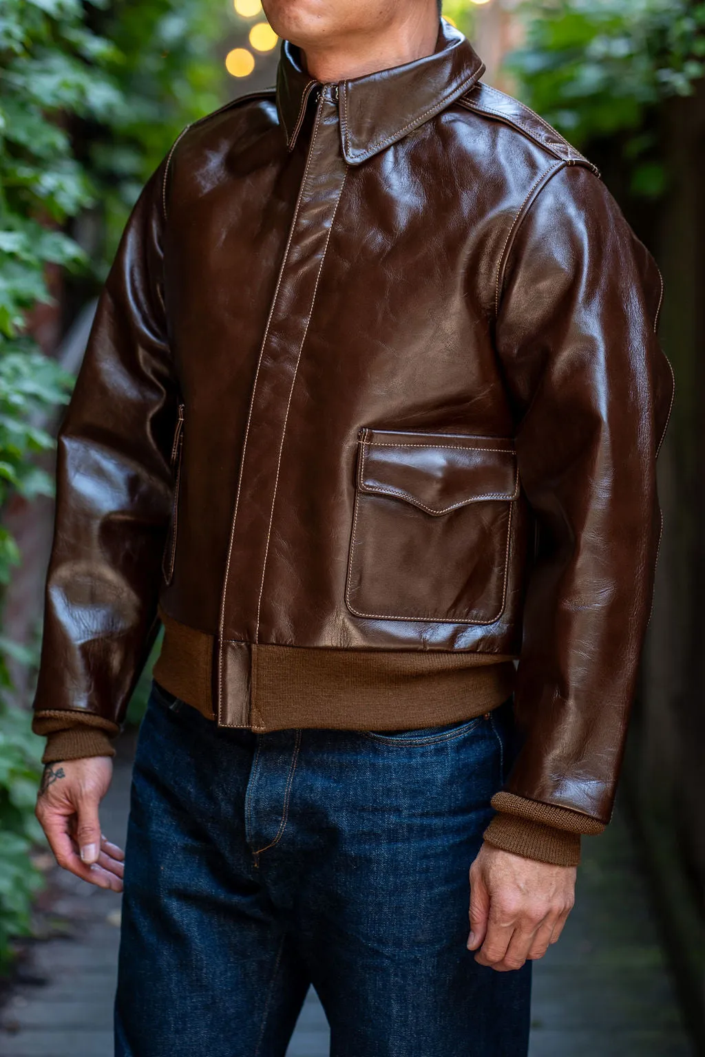 Buzz Rickson's BR80593 Type A-2 “Contract no. w535 AC-23380 Rough Wear Clothing co.” - S/Brown