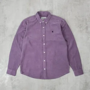 Carhartt WIP Madison Cord L/S Shirt - Glassy Purple / Black