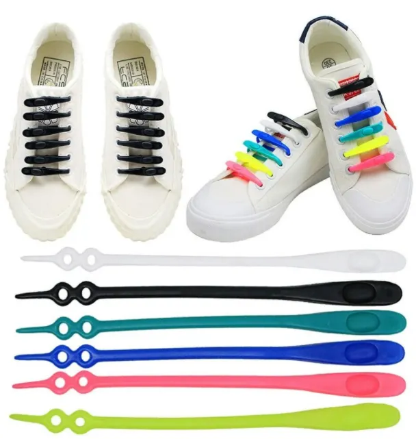 Elastic Silicone Shoelaces 12pcs Lazy No Tie Athletic Running Sport Shoelaces Children and Adult Shoe Strings For NMD sneakers