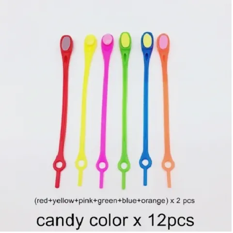 Elastic Silicone Shoelaces 12pcs Lazy No Tie Athletic Running Sport Shoelaces Children and Adult Shoe Strings For NMD sneakers