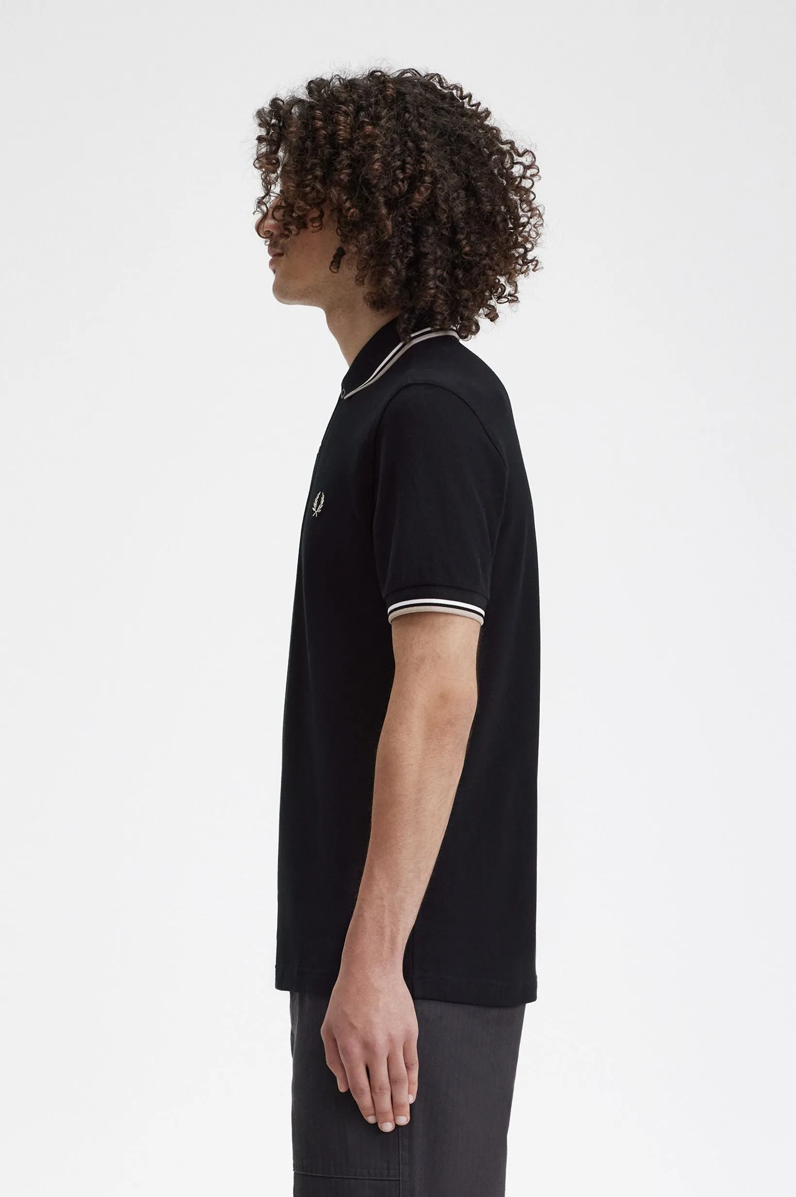 Fred Perry Twin Tipped Polo Black / White / Warm Grey