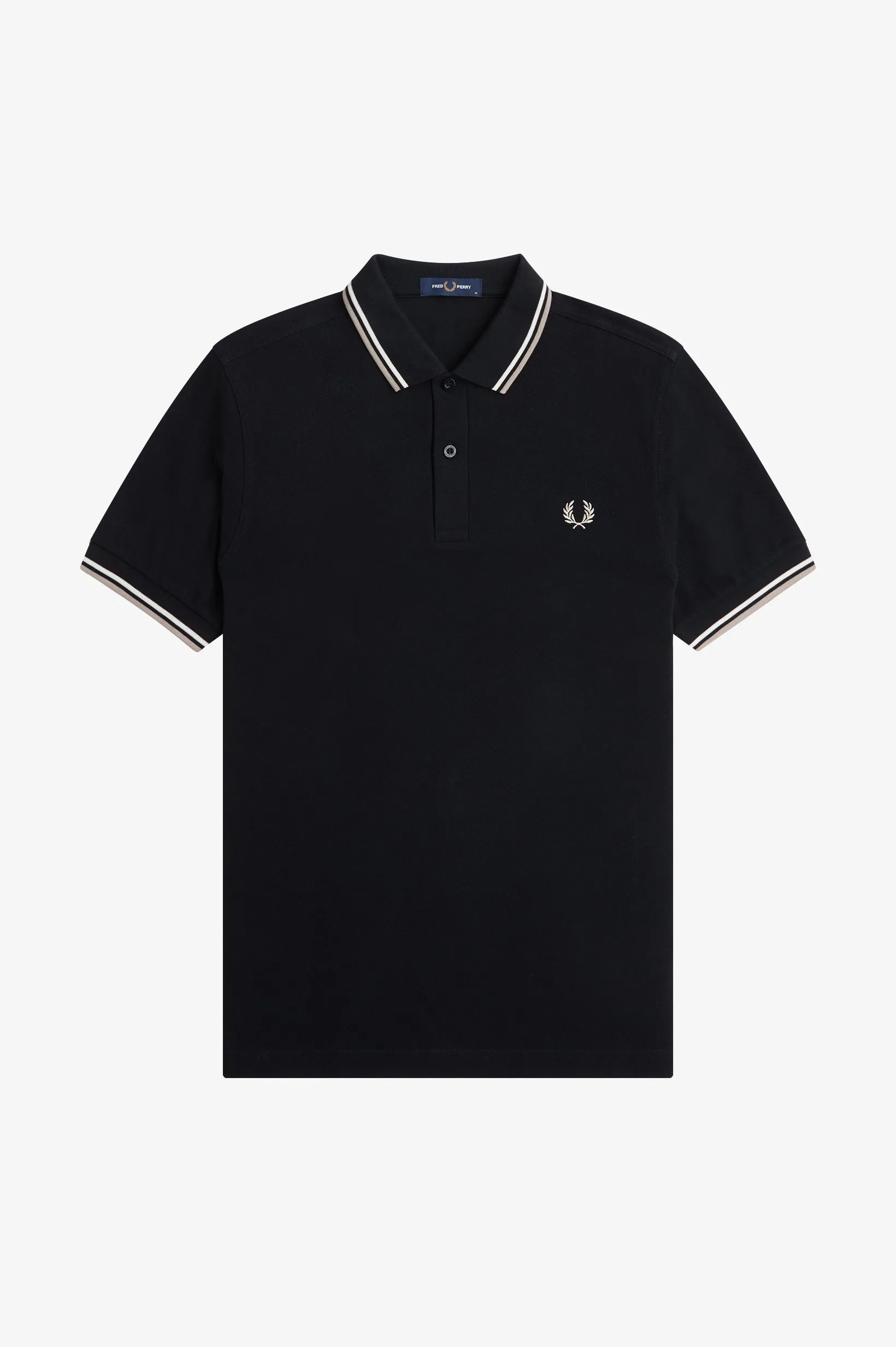 Fred Perry Twin Tipped Polo Black / White / Warm Grey