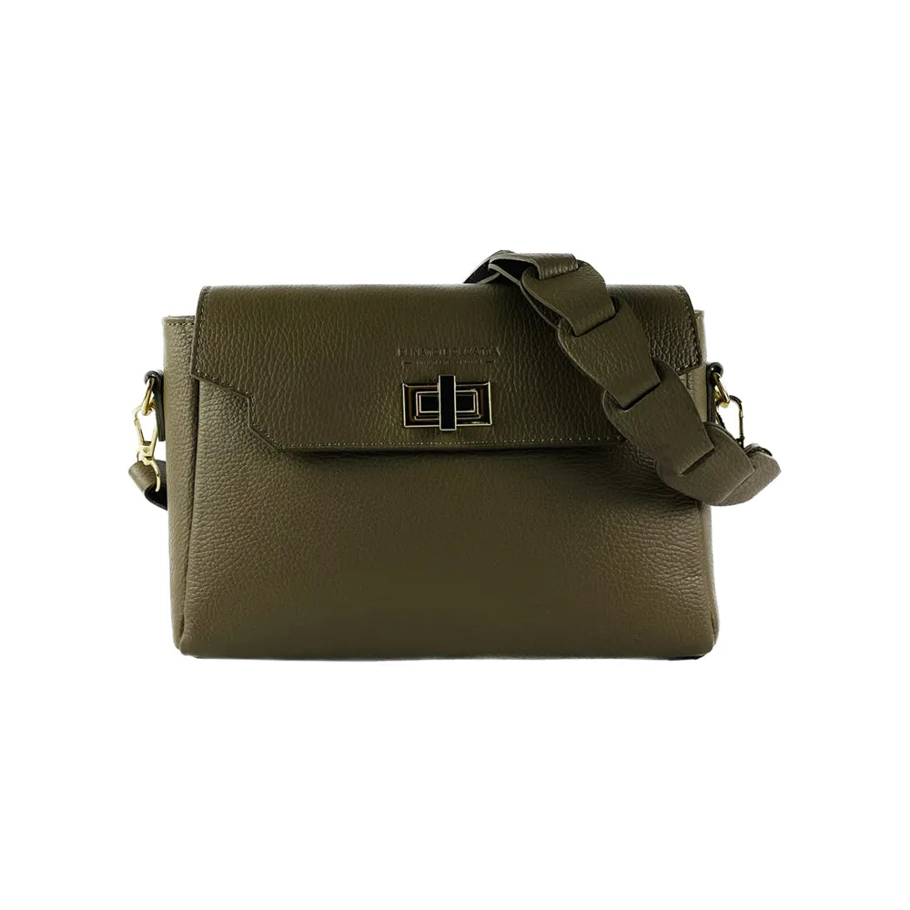 Genuine Leather Woman Bag with Braided Shoulder Strap