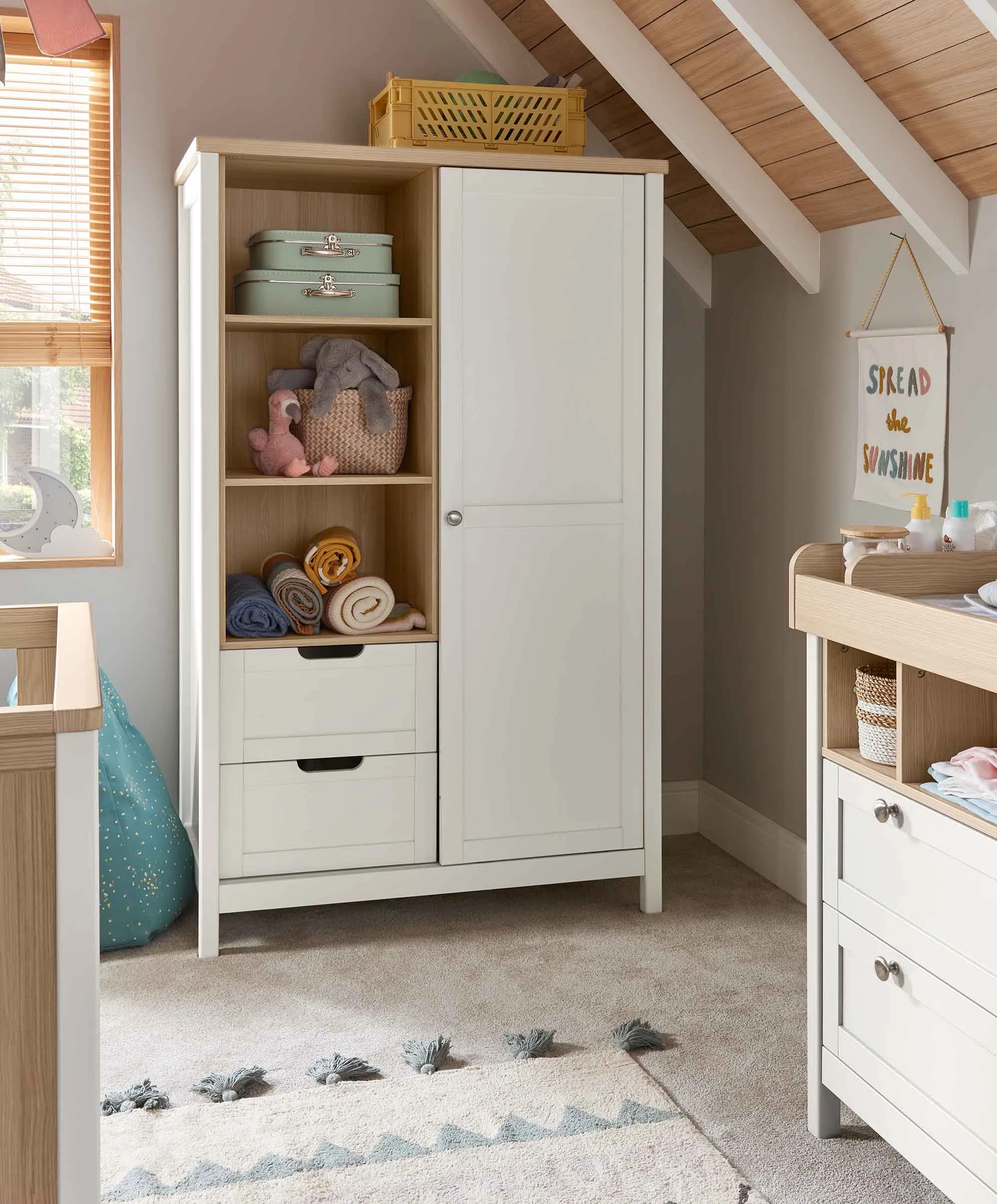 Harwell Cotbed & Wardrobe Furniture Set - White