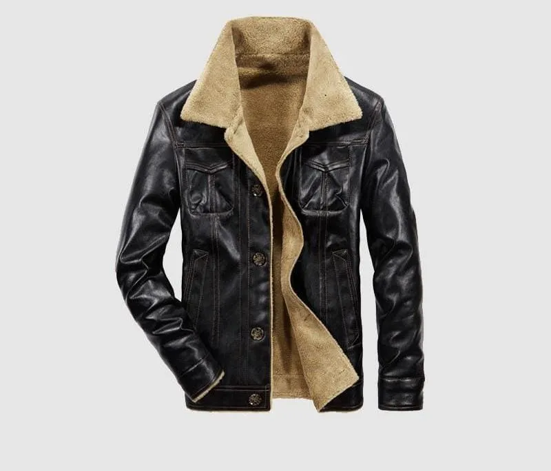 Leather jacket fur lined