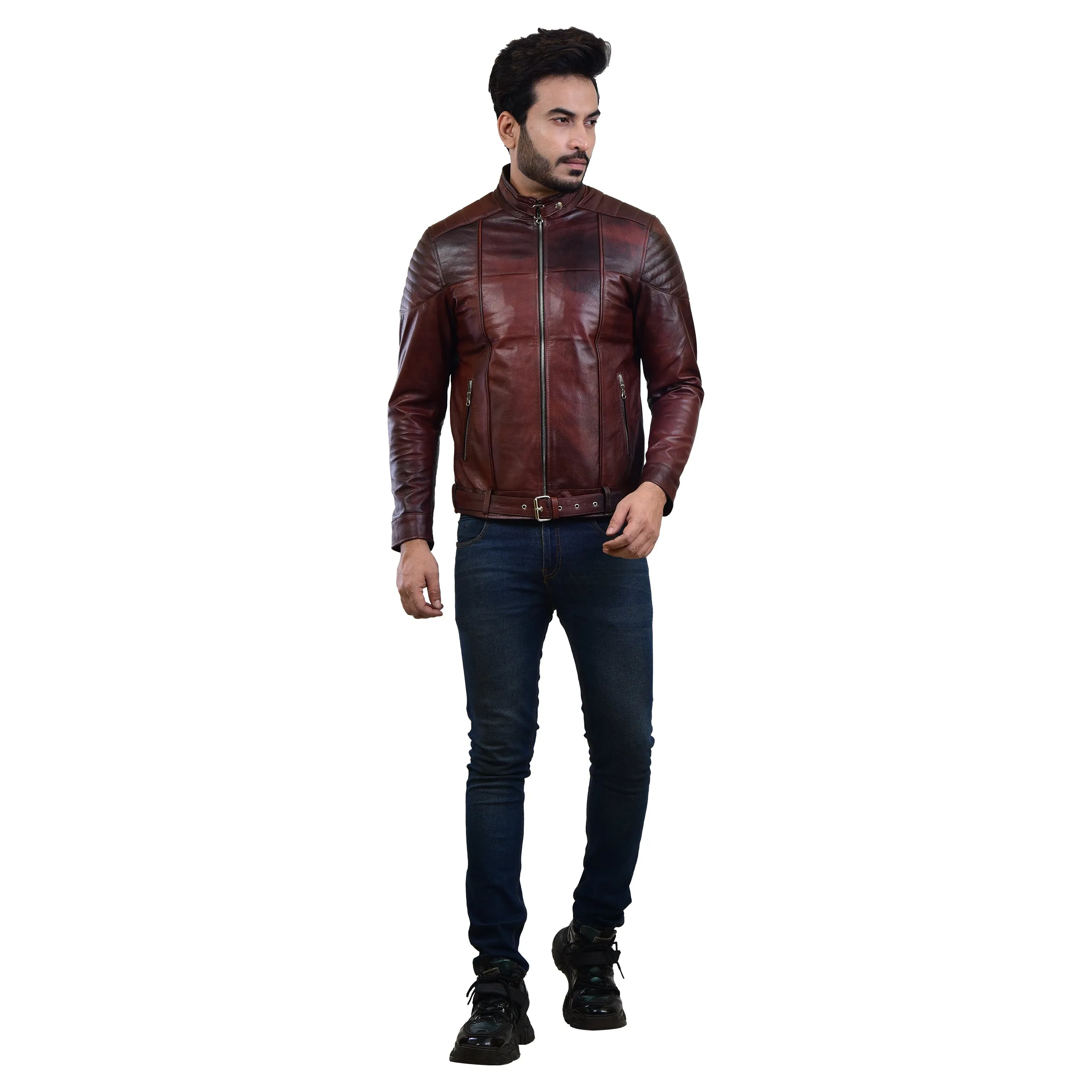 MENS LEATHER JACKET 410143(2 TONE)