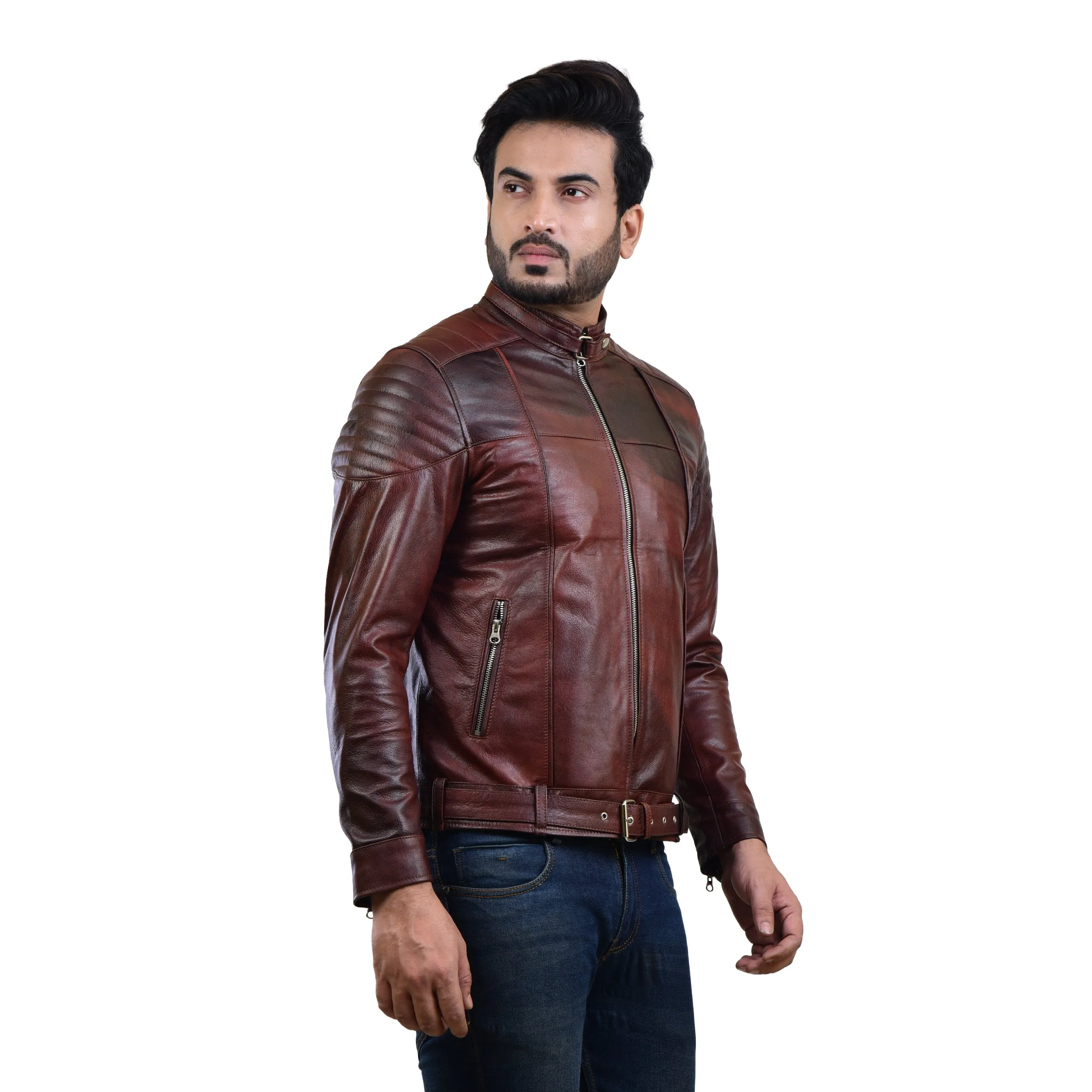 MENS LEATHER JACKET 410143(2 TONE)