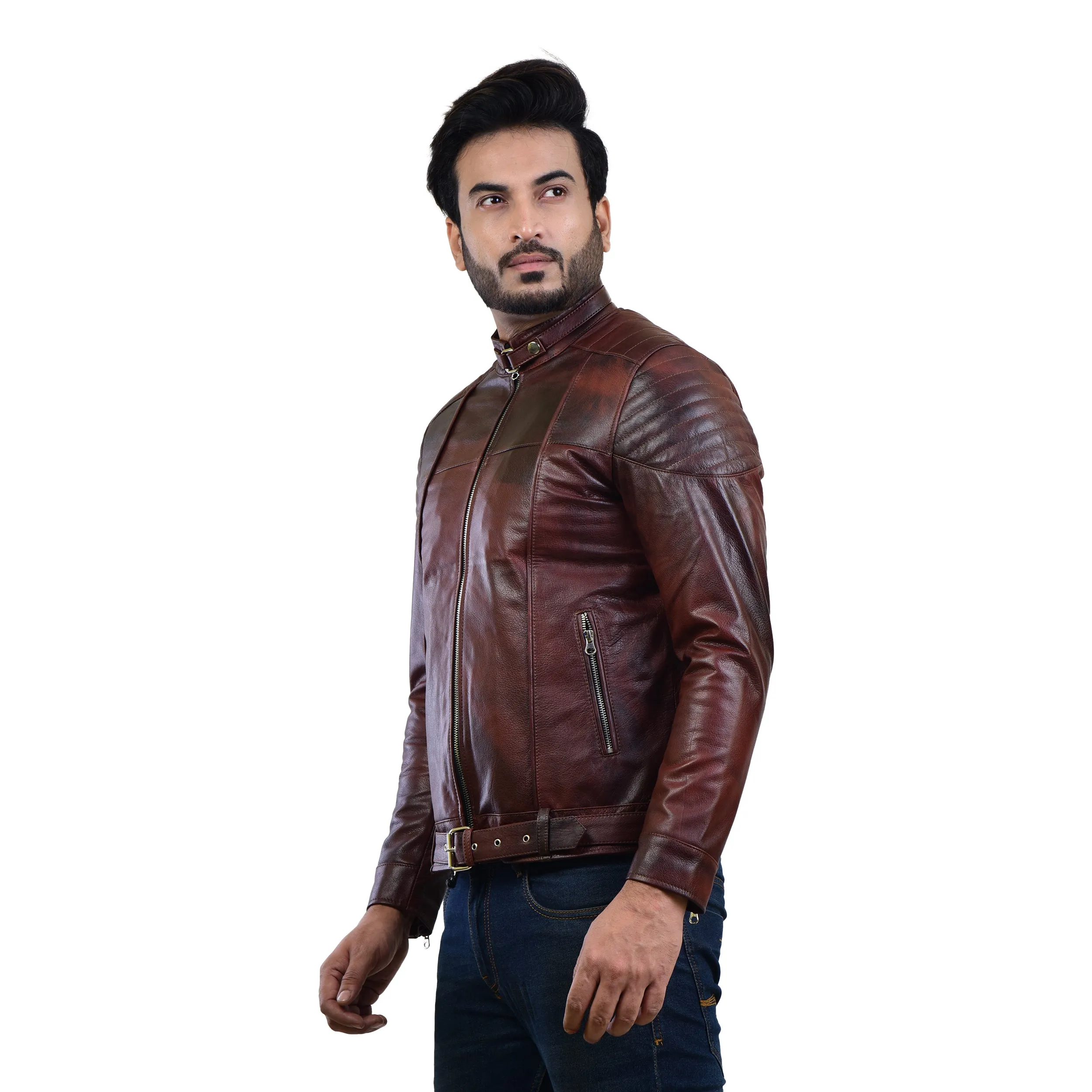MENS LEATHER JACKET 410143(2 TONE)