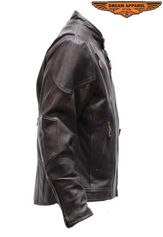 Mens Retro Brown Leather Jacket