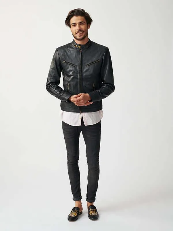 Mens Tokyo Motorbike Tan Leather Jacket