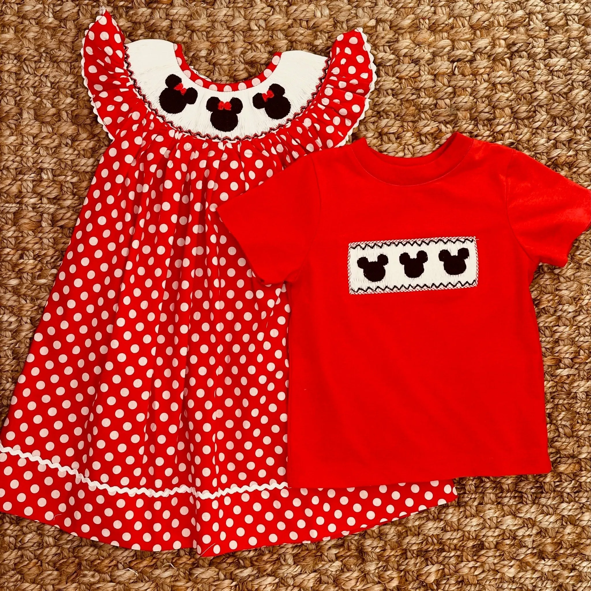 Mouse Smocked Boy's Shirt in Red Knit!