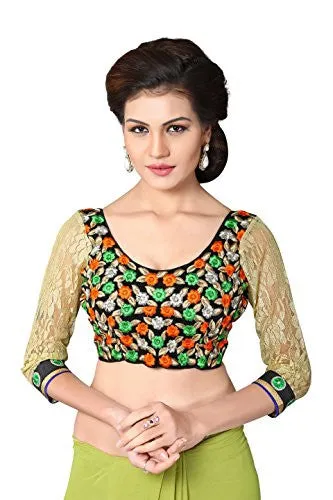Oomph! Women's Georgette Sarees Party Wear/Fancy Georgette Sarees/Printed Georgette Sarees - Olive Green &amp; Fern Green