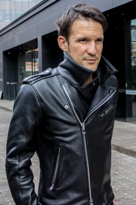 Rebel UKR Classic Biker Leather Jacket Leather - Black