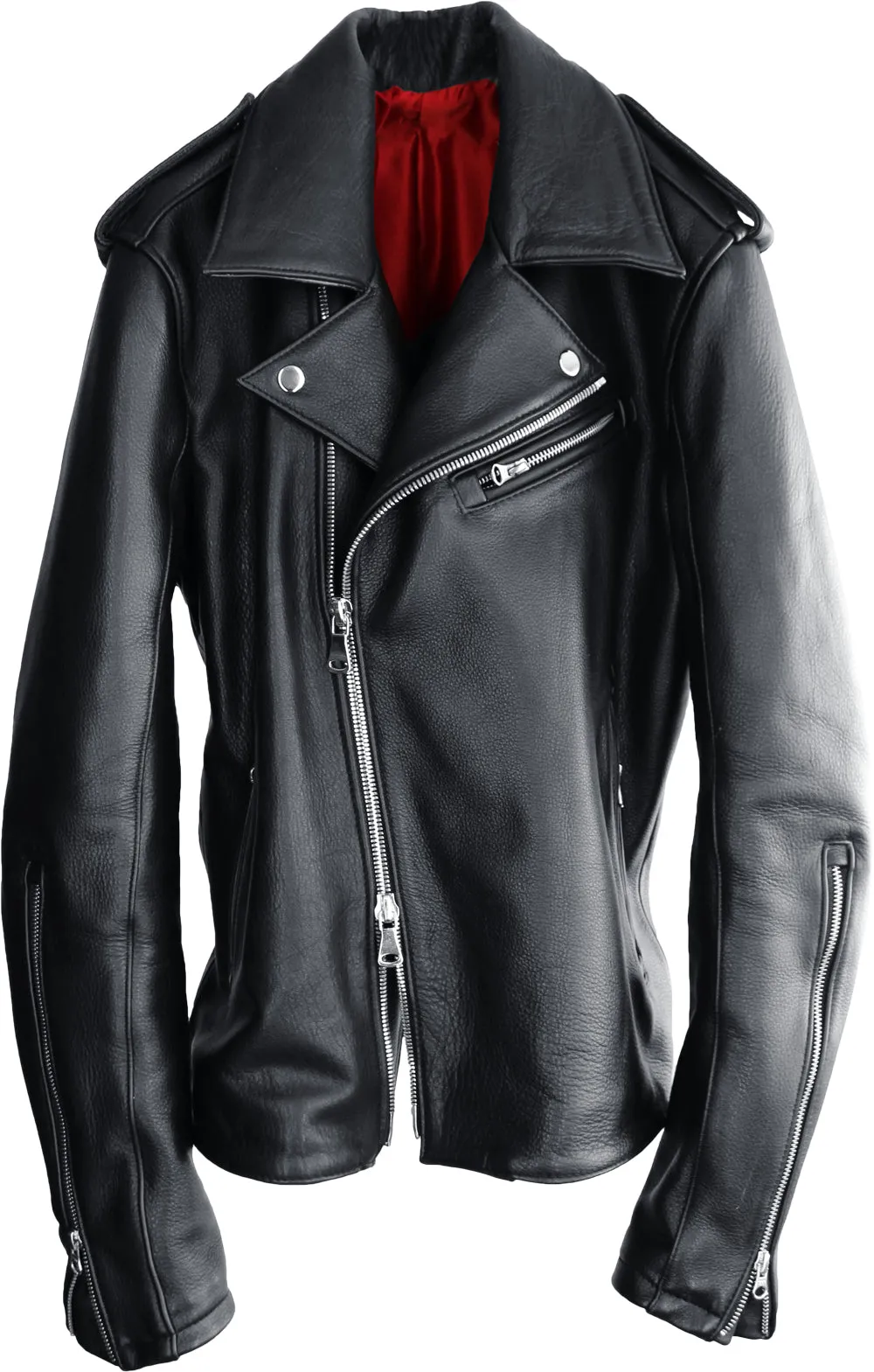 Rebel UKR Classic Biker Leather Jacket Leather - Black