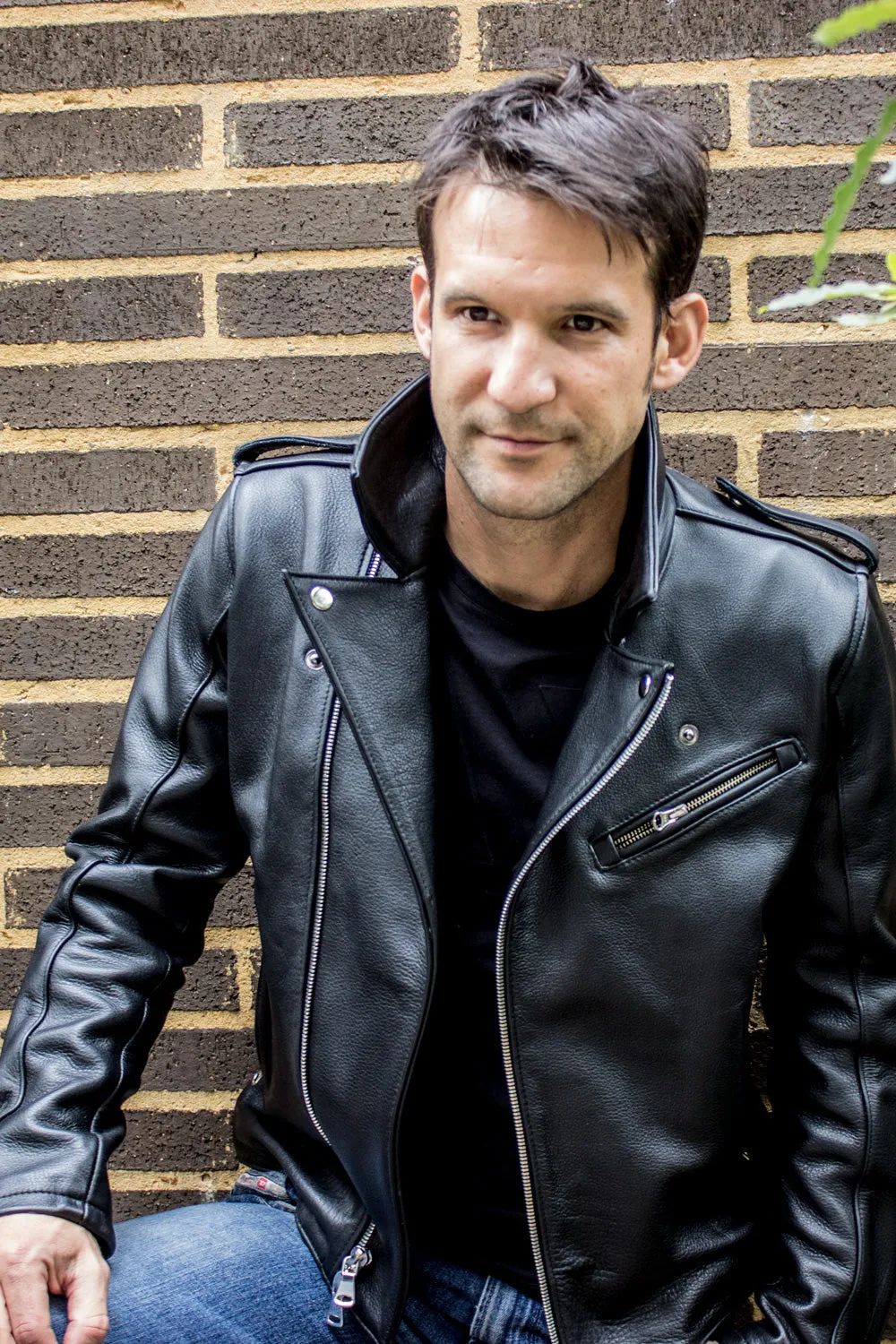 Rebel UKR Classic Biker Leather Jacket Leather - Black