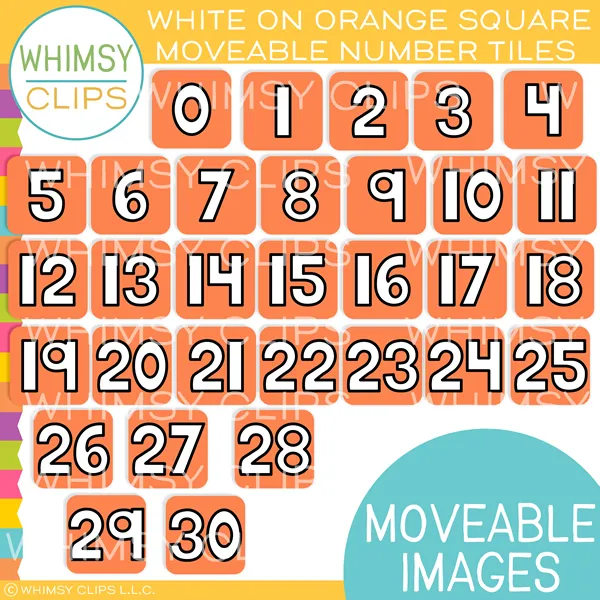 Simple Number Tiles Clip Art -  BOTTOMLESS Bundle - Moveable Images
