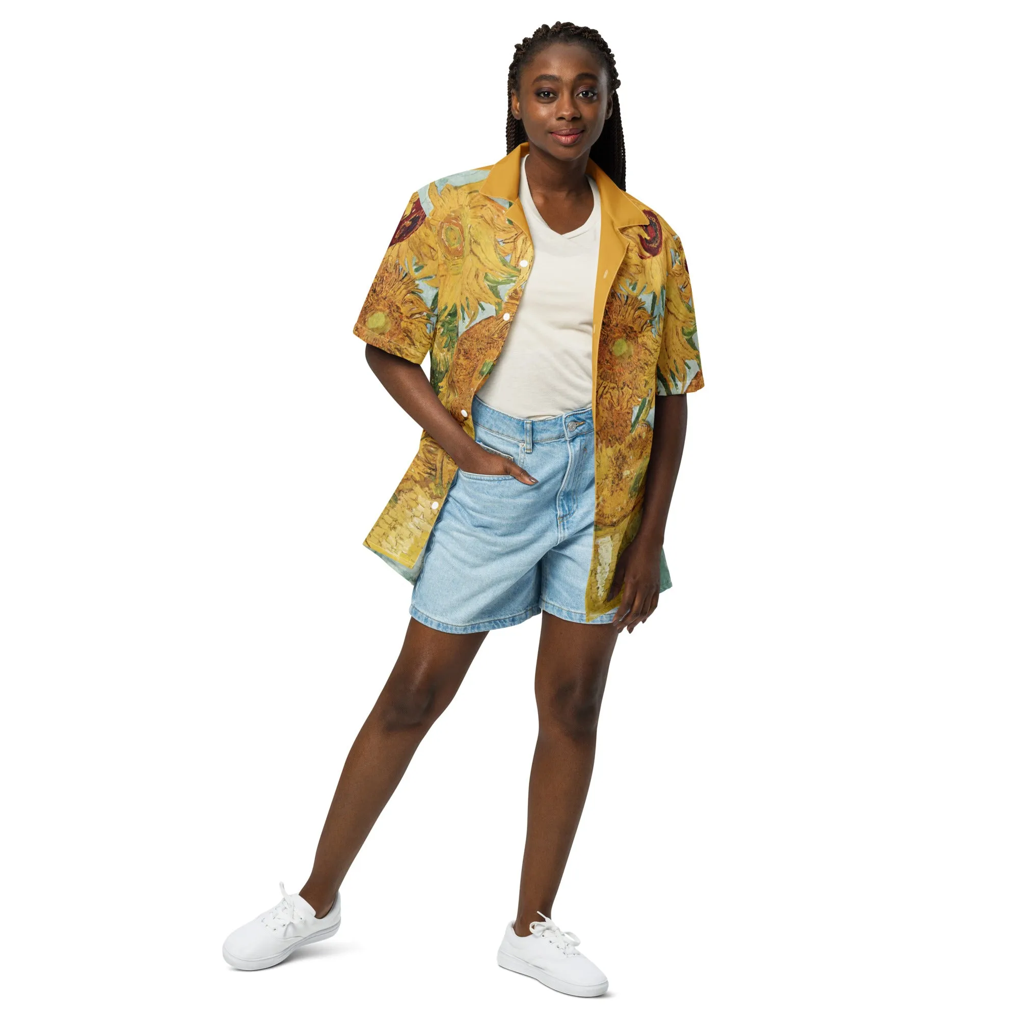 Van Gogh Inspired Sunflowers Button-Up Shirt
