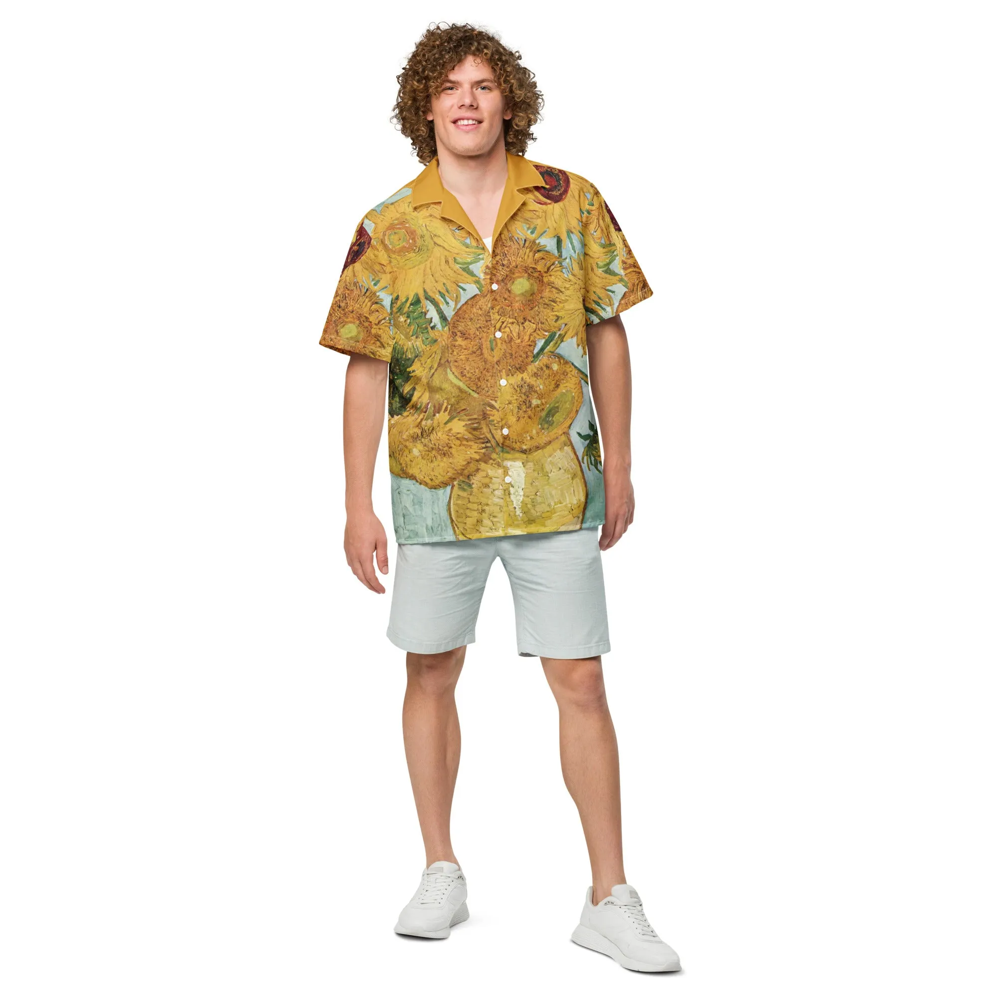 Van Gogh Inspired Sunflowers Button-Up Shirt