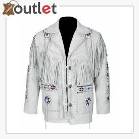 White Western Style Genuine Finished Cow Leather jacket